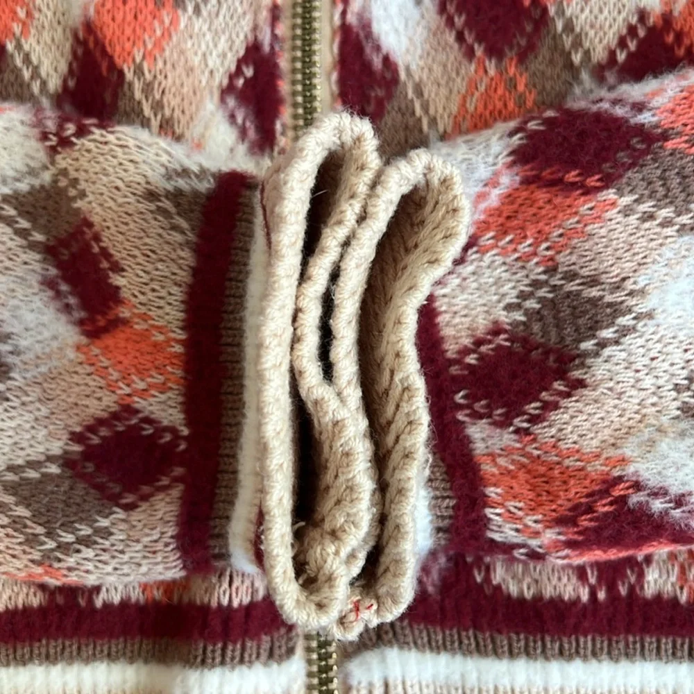 Free People Field of Flowers-Argyle Diamond Sweater Hoodie - Picture 7 of 10